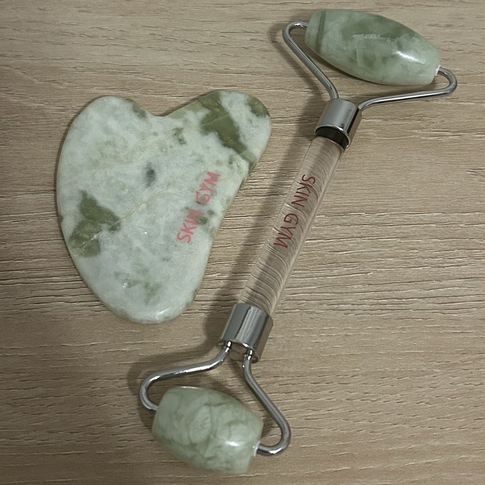 Skin Gym Jade Face Roller & Gua Sha Massage Workout Set